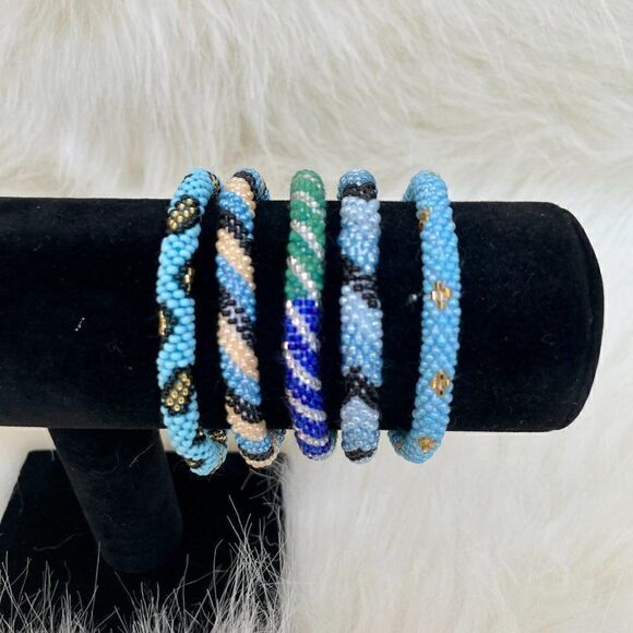 HAND CRAFTED in Nepal Beaded Bracelets (set of 5) #201 - Picture 4 of 5